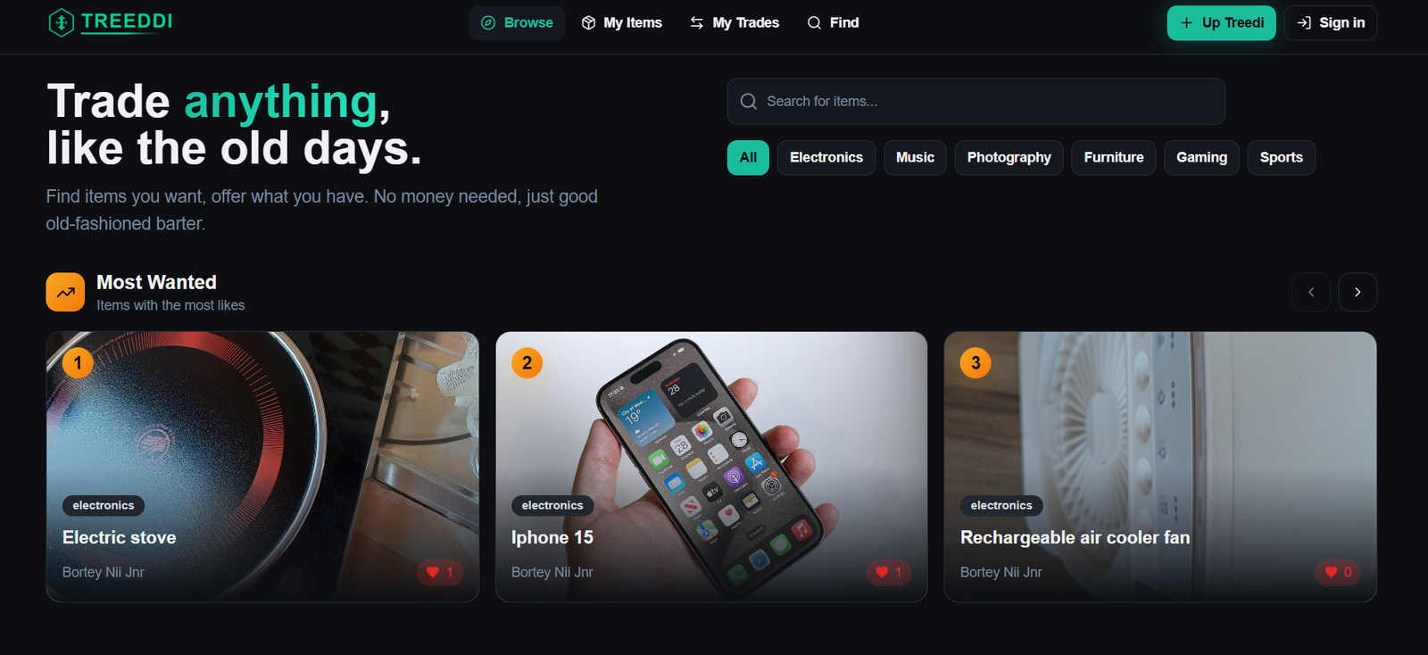 Treeddi Barter Marketplace